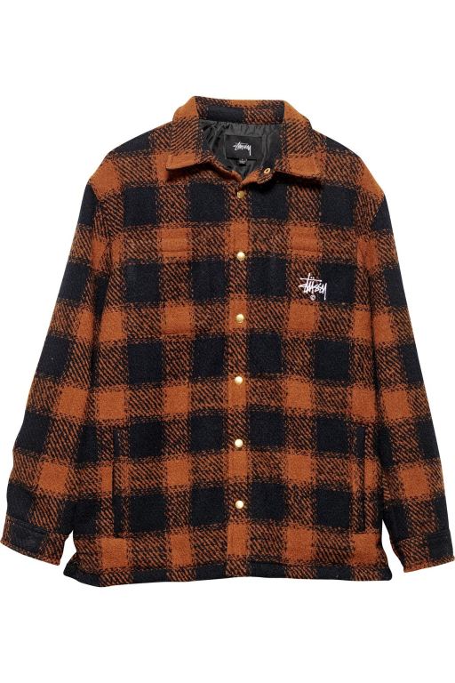 Stussy Mens Kyneton Check Overshirt Jackets Brown - IVYXG1490